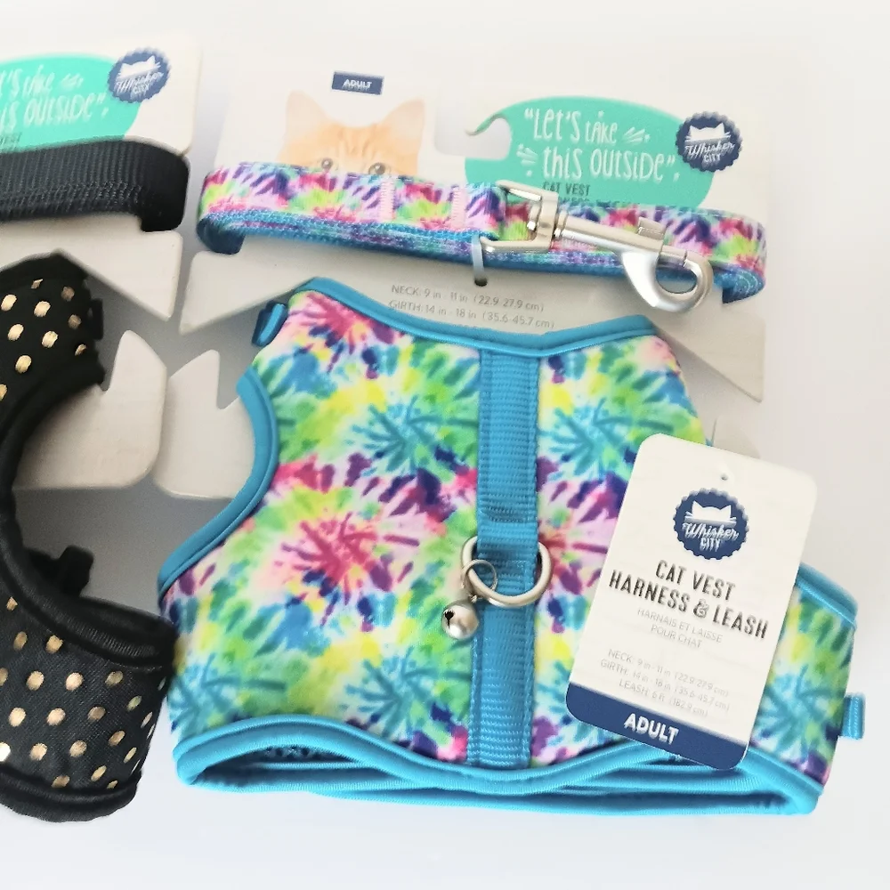 Whisker City Bundle Of 2 Adult Cat Vest Harness & Leash Set NWT